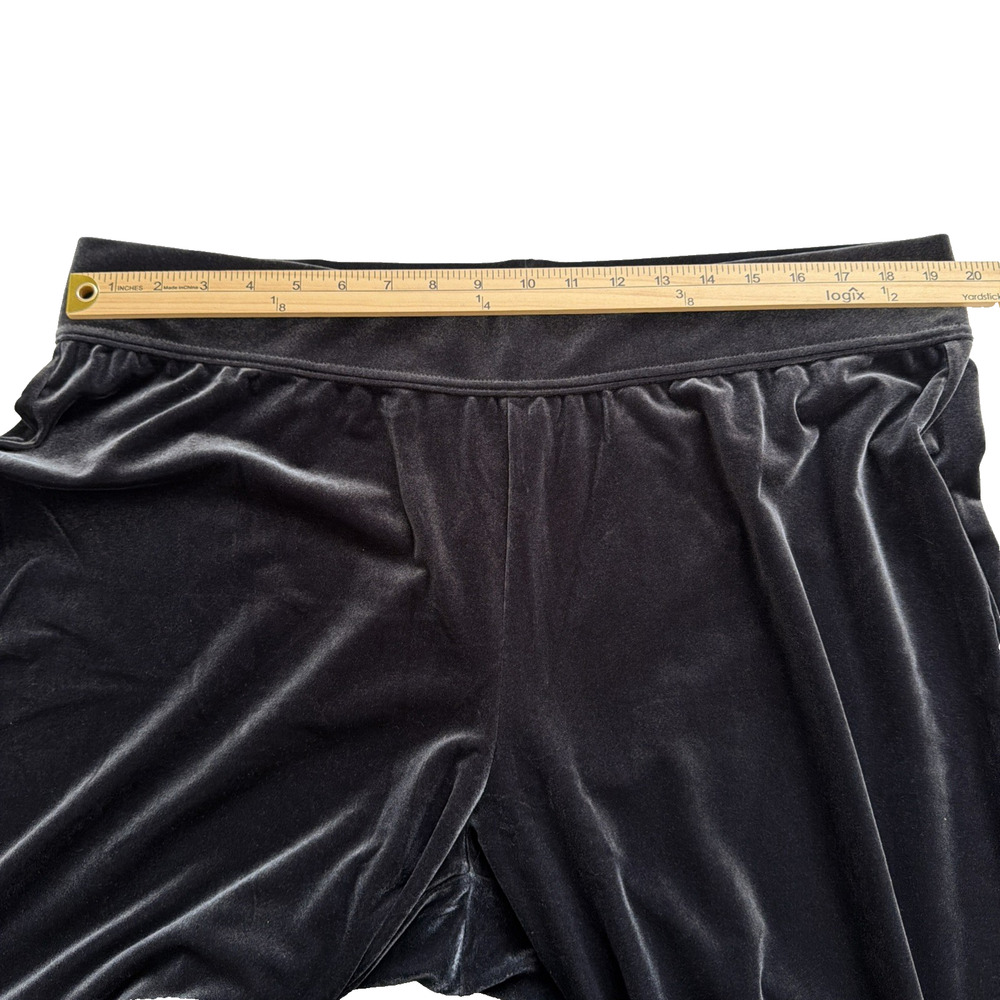 Lands' End Velour Pants Womens 2X Gray/Blue Pull On Wide Leg High Waist Party - Picture 6 of 9